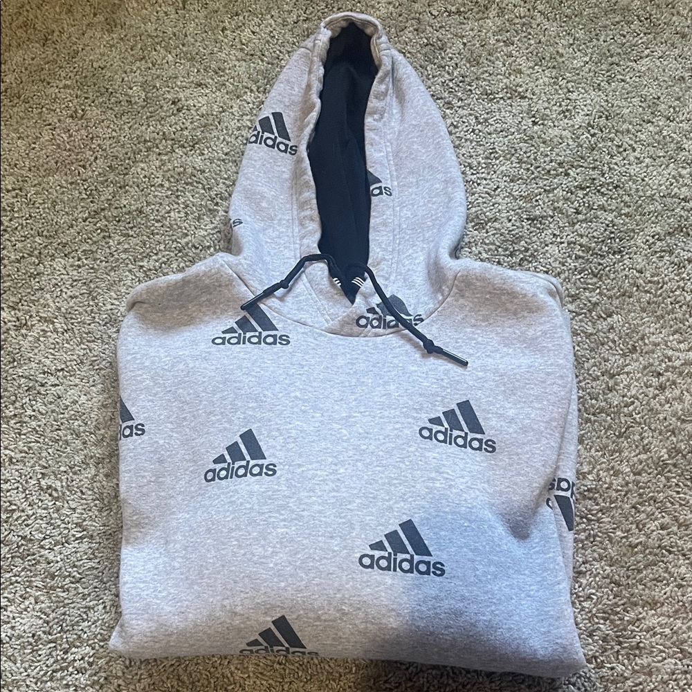 Adidas Black and Gray Men's Hoodie